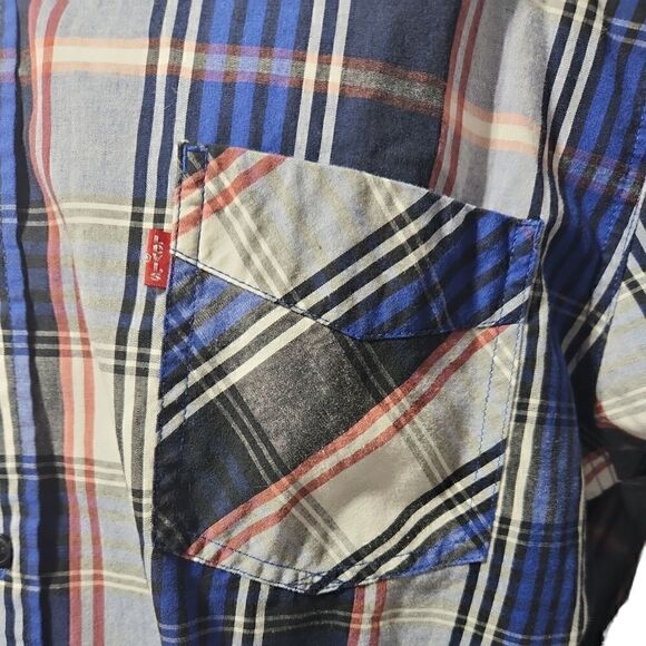 Levis Button Front Shirt Blue Plaid Mens Size XXL - Picture 5 of 7